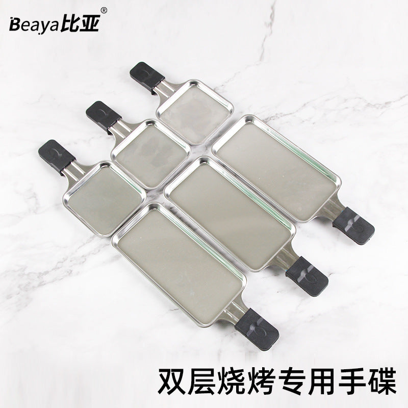 Stainless steel hand plate double-layer electric oven matching hand plate korean electric oven hand plate barbecue accessories wholesale tools