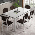 Tempered glass dining table and chair set - modern home dining table for small apartments, living rooms, and rental properties - rectangular table