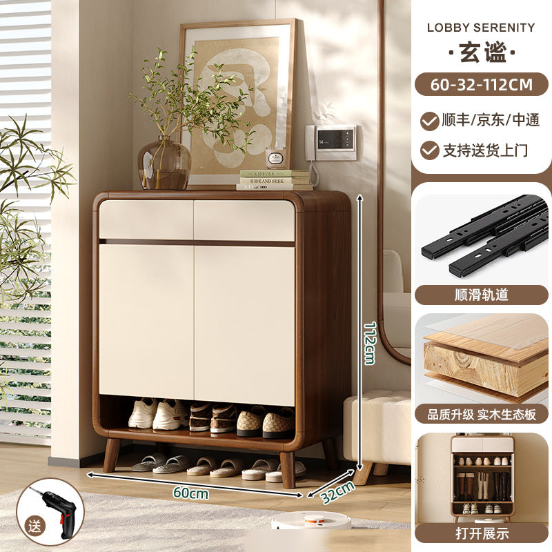Shoe cabinet household entrance home storage integrated against the wall indoor entrance corridor corridor 2025 explosion solid wood shoe rack