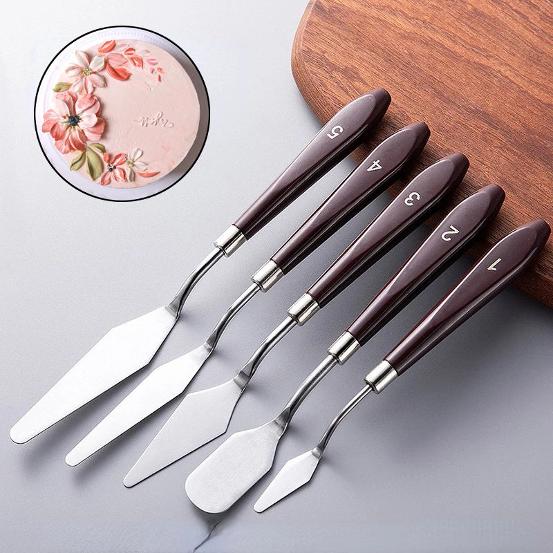 5-piece chocolate scraper, small spatula, cake decorating, smoothing, spatula, color mixing, baking tool set