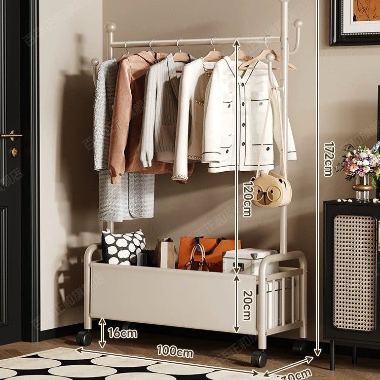 Popular floor-to-ceiling drying rack, multi-functional clothes hanging rod, indoor bedroom removable storage bedside coat rack