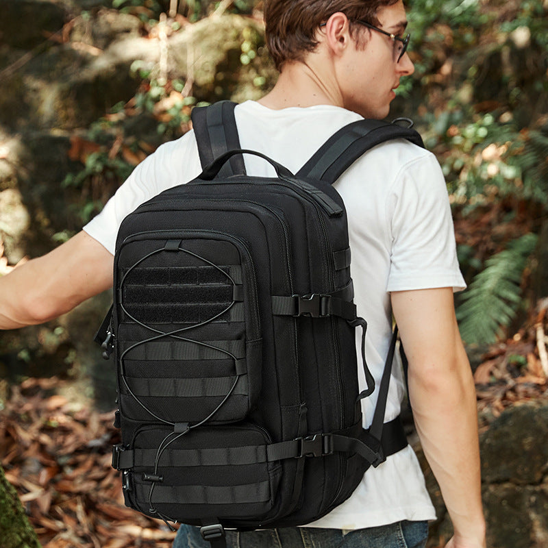 Outdoor sports backpack Large capacity bottom strap storage Mountaineering bag Camping bag Men's anti-splashing fishing backpack