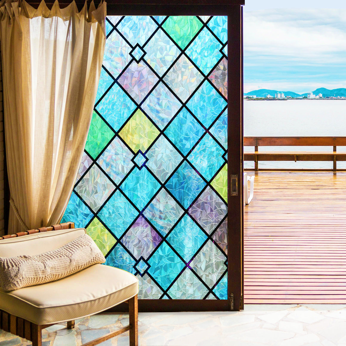 Cross-border colored glass privacy protection film glue-free electrostatic light transmission opaque bedroom office decoration glass film