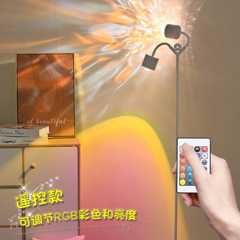 Water ripple atmosphere lamp popular double-headed sunset lamp floor lamp living room live broadcast room background sunset light manufacturer direct supply
