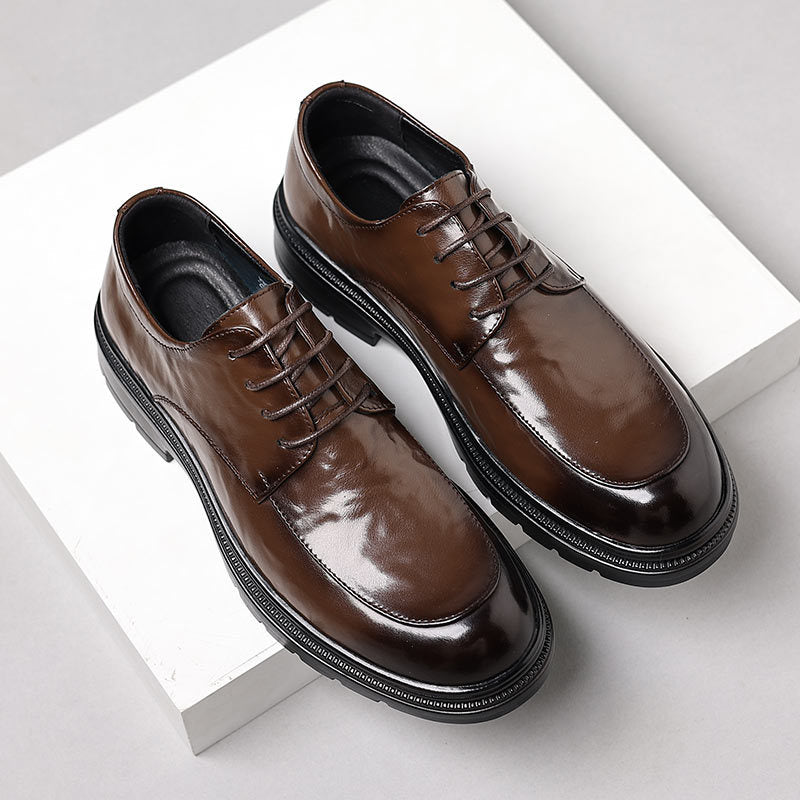 Genuine leather men's dress shoes - business casual, soft sole, soft upper, new formal shoes for work, everyday wear, groom, and wedding