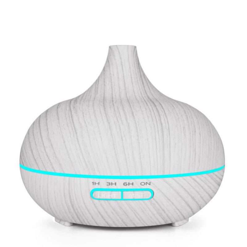 Wood grain aroma diffuser for home, bedroom, and hotel - ultrasonic essential oil mist humidifier with quiet operation, large capacity, and night light