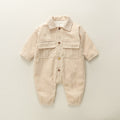 Newborn baby romper set - autumn/winter thickened cotton-padded jumpsuit for warmth, fleece-lined outerwear