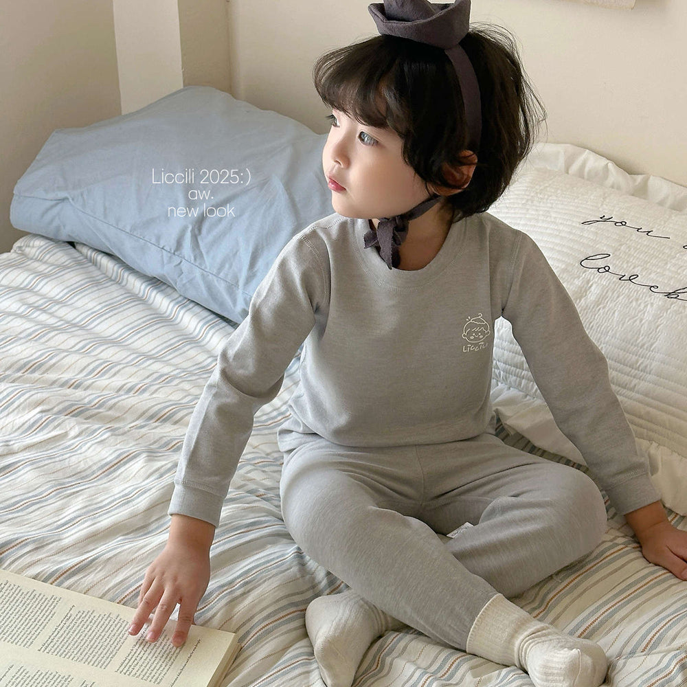 Kidsheattechintimatessuitthickened autumn clothes and long trousers for boys and girlswinternew arrival home clothes pajamas bottom shirt cotton