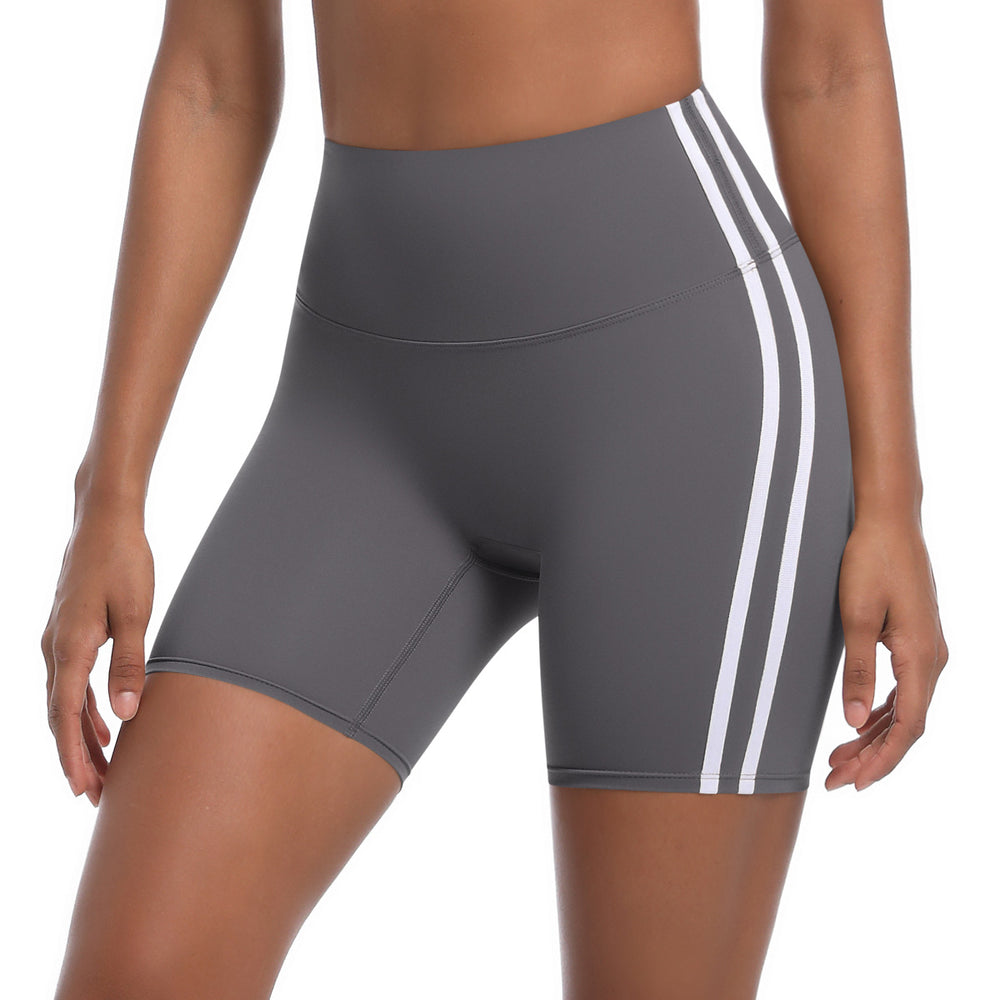 new striped high-waisted peach lift 3/4 leggings - color block breathable sports running yoga shorts for women