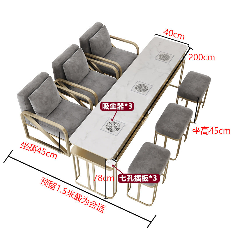 Widened 45cm marble nail table and chair set - special offer! economical single/double, light luxury, multi-functional, odorless, carbon steel with baked enamel finish