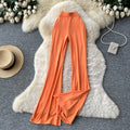 Fashion ins wear women's autumn wear pure lust hot girl elastic waist silm hip-covering slightly flared pants sports yoga pants
