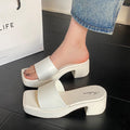 hot-selling 2025 new wedge heel slippers for women, summer outdoor wear, thick-soled, non-slip, fashionable, versatile, mid-heel sandals for export