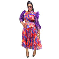African  women's plus size cross-border printed dress new in stock fashion top and skirt two-piece set