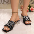 Plus size cross-border casual slippers for women - 2026 summer new collection - flat, breathable, rhinestone-embellished sandals - wholesale
