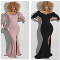 European and american export african women's evening gown elegant long one-shoulder mermaid host dress long skirt