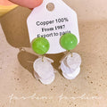 Avocado green shell stud earrings - sweet dopamine earrings for women, new 2026 high-end resort style beach earrings