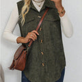 Women's flap detail button-front corduroy vest jacket - european & american style