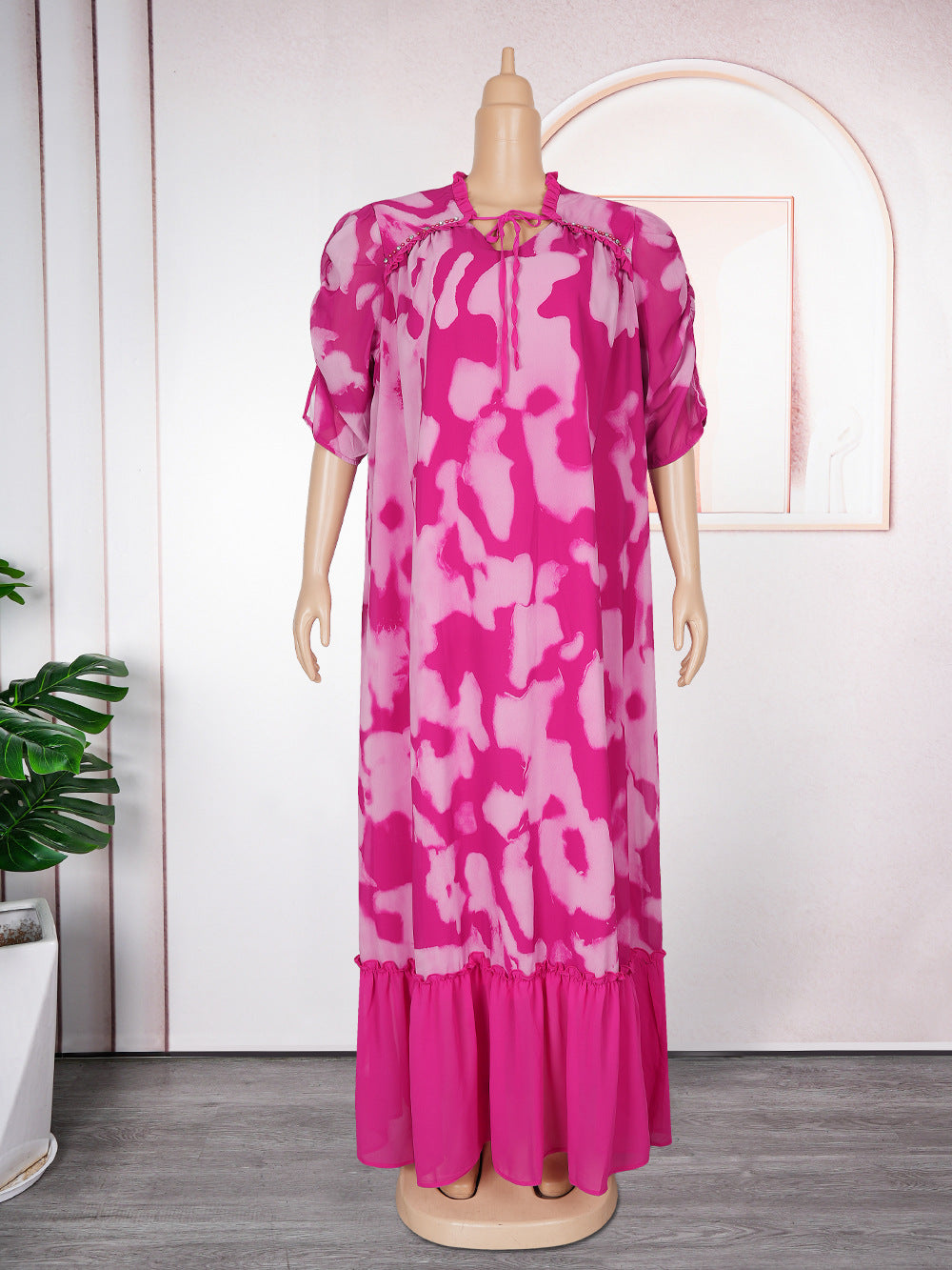African plus size women's dress -  cross-border e-commerce,  chiffon printed dress