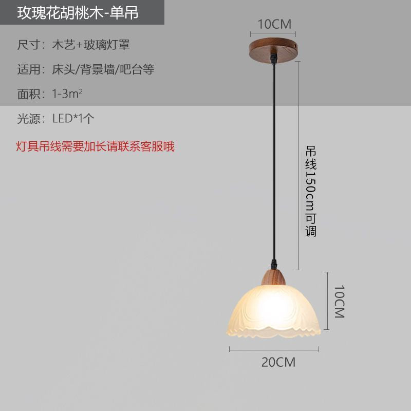 Medieval style lamps bedroom bedside small chandelier bedside table retro restaurant aisle new chinoiserie single head long hanging lamp