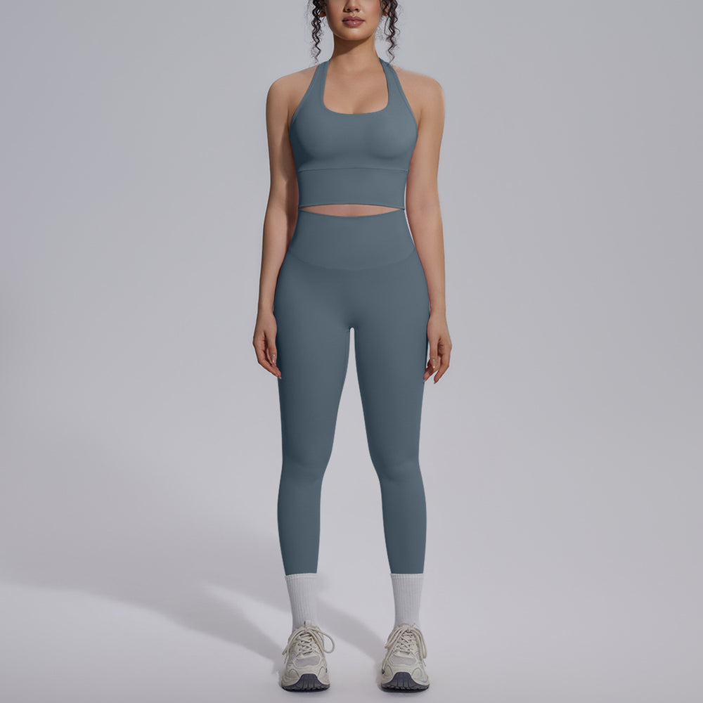 new arrival nude tight yoga wear sports beautiful back high waist hip lifting pants suit quick-drying running fitness wear