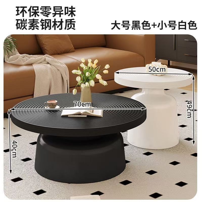Round coffee table living room  new home light luxury high-end carbon steel small coffee table modern minimalist small apartment