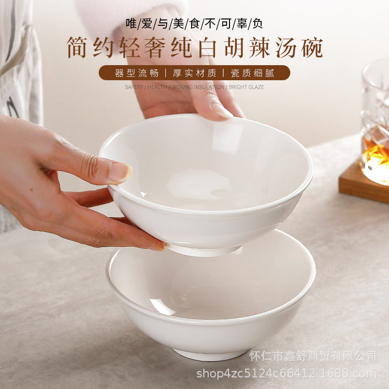 Wholesale ceramic bowl for home tableware spicy soup white rice bowl white porcelain small bowl soup bowl pure white bucket bowl rice