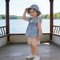 Girls' summer flutter sleeve  new floral print outfit, korean style chic lightweight three-piece set for baby girls
