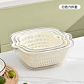 Double-layer sink drain basket six-piece set kitchen living room for home fruit washing plate casual plastic vegetable basket