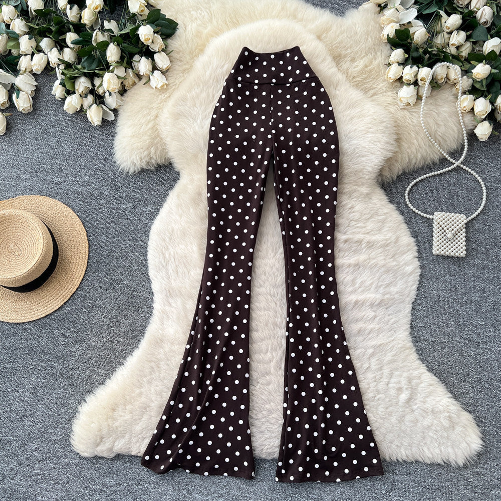 Retrohigh waistlooseeasiest for matchpolka dot slightly flared pants for women summer lazy style slimming lookslimming lookcasualpantsk-style