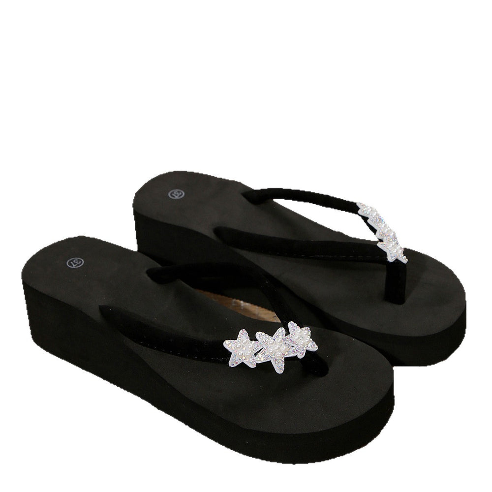 Amazon's 2025 summer best selling slippers women's fashion outwear easiest for match flip flops beach five-pointed star thick sole flip flops