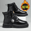 Men's martin boots: vintage british style, rugged yellow boots, fashionable and versatile, fleece-lined for warmth, thick winter boots, height-increasing work boots