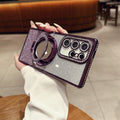 Suitable for samsung s26ultra electroplated rhinestone mobile phone case s24 mirror holder s23 glitter s25 all-inclusive anti-fall