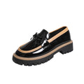 Plus size women's british style loafers -  spring/autumn new collection - shiny chunky heel bow detail casual shoes