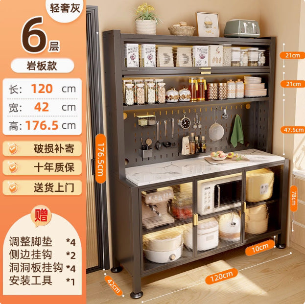 Kitchen storage cabinet thickened dustproof sideboard floor-standing multi-layer microwave oven storage cabinet cupboard with door cupboard