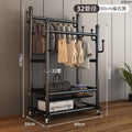 Clothes rack floor-standing bedroom for home double-pole clothes drying rack movable clothes rack indoor clothes storage coat rack