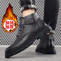 Men's winter warm cotton shoes - fleece lined, non-slip, casual high-top cotton shoes for men, elderly cotton shoes, men's leather cotton shoes for seniors