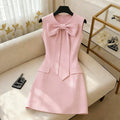 european and american cross-border summer chic sleeveless knitted mini dress with cinched waist and slim fit
