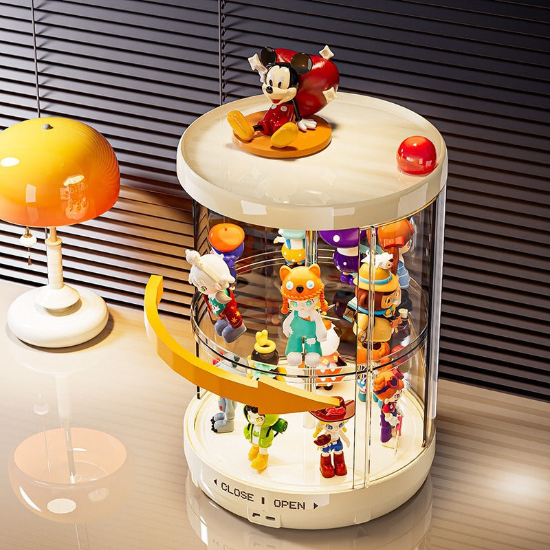 New Rab cloth rotatable display storage box dustproof transparent blind box plush doll storage bucket doll toy