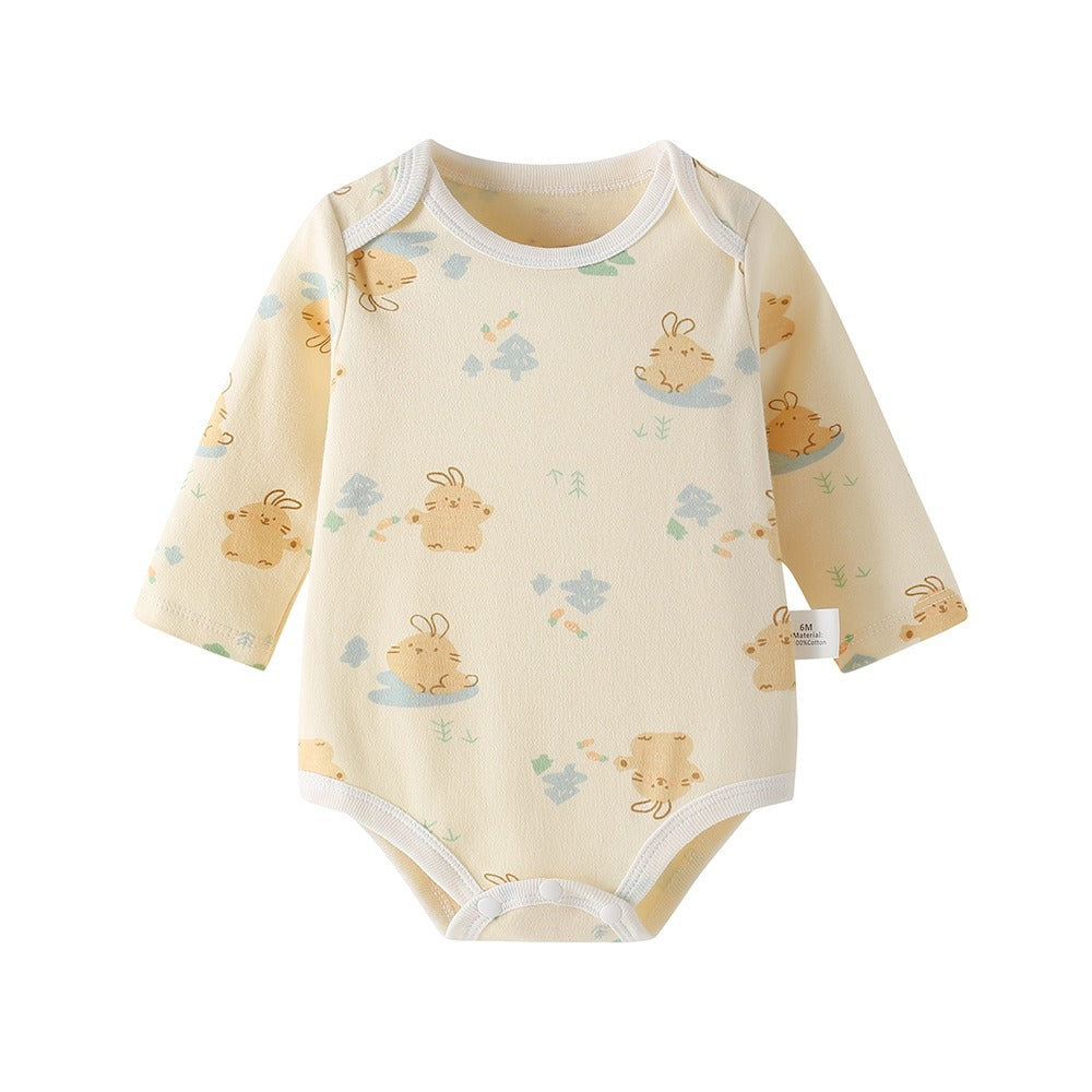 baby romper spring autum triangle crawling short-sleeved male and female baby cotton 0-1 year old one-piece girl butt-covering clothes