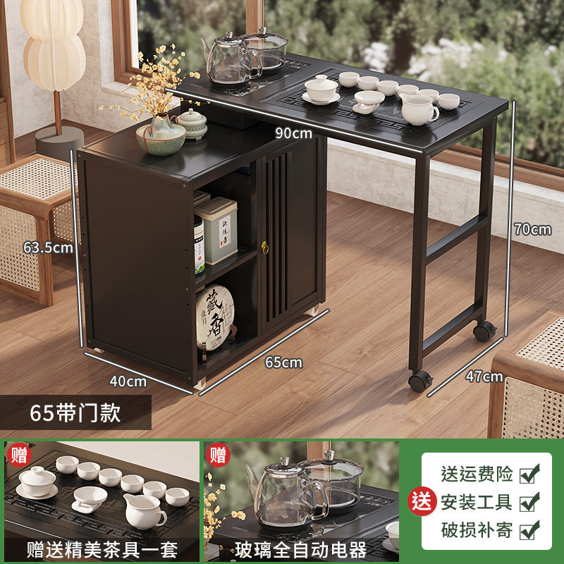 Modern minimalist tea table set - portable, rotating, kung fu tea brewing, all-in-one design for home, small apartments, balcony tea table/tea station