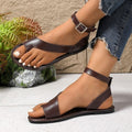 spring/summer new arrivals: european and american style women's thong sandals with buckle closure, flat sole, plus size available for cross-border e-commerce