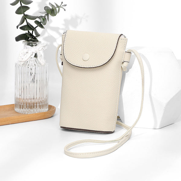 Versatile large-capacity shoulder mobile phone bag women's 2025 new casual leather messenger bag women's cowhide small backpack