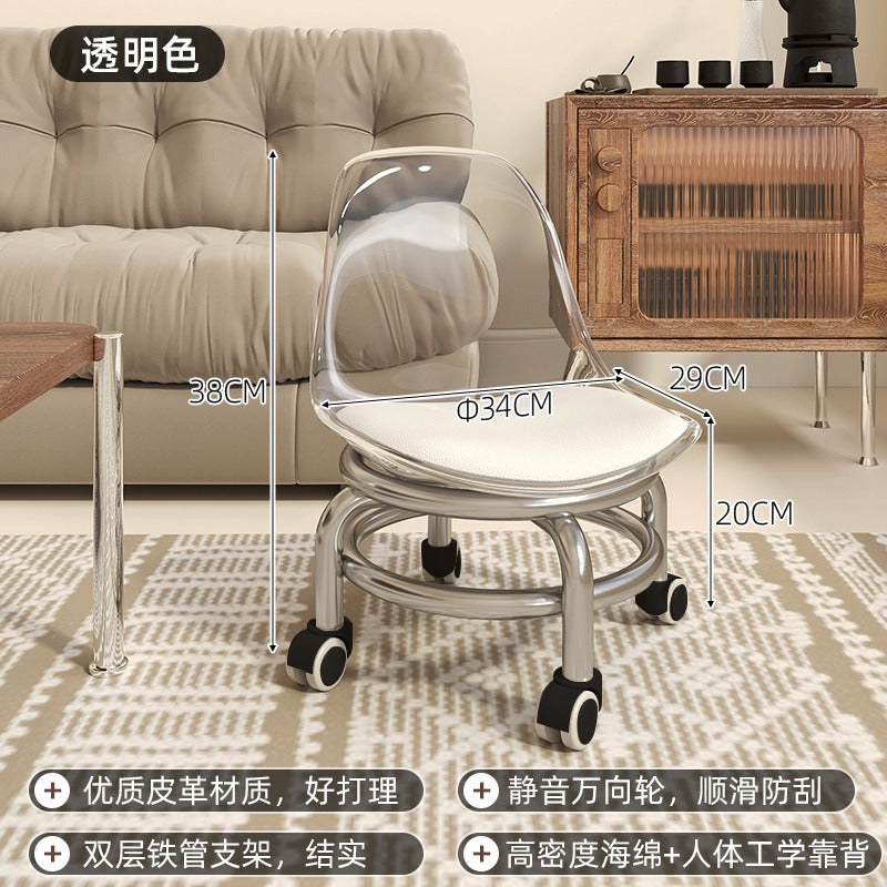 Popular for homemultifunctional beauty seam round stool chair pulley low stool universal wheel small stool with wheels rental room stool