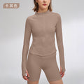 Autumn yoga long sleeve activewear fashion fitness jacket slim fit women's top zipper sun protection breathable outerwear