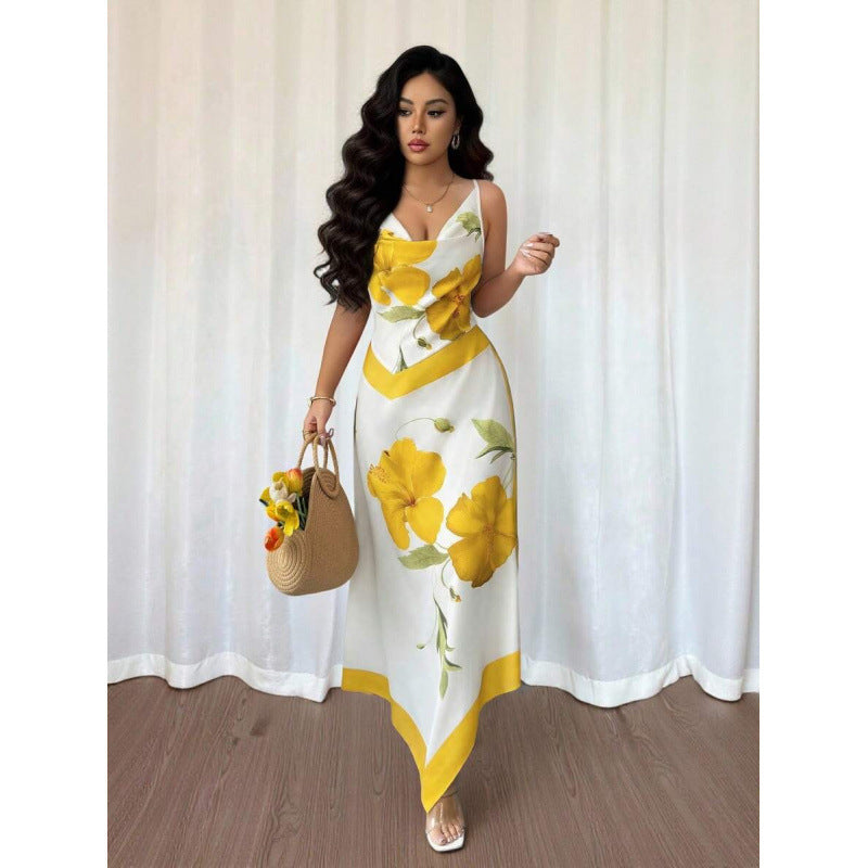 Amazon european and american romantic vacation long slip dress -  summer new arrival - slimming and figure-flattering