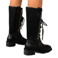 Exportretroembroiderknee socks boots western cowboy boots women's autumn winter new thick heel british style straps knight boots