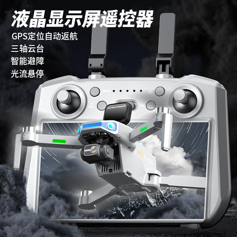 Ae3 drone with 3-axis gimbal, 4k hd aerial photography, screen control, remote control aircraft, gps auto-return, remote control airplane