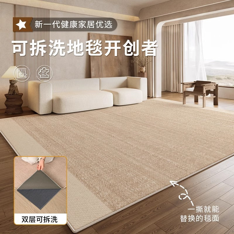 Machine washable carpet new arrival living room double layer detachable washable pure color sofa bedroom chenille for home floor mat