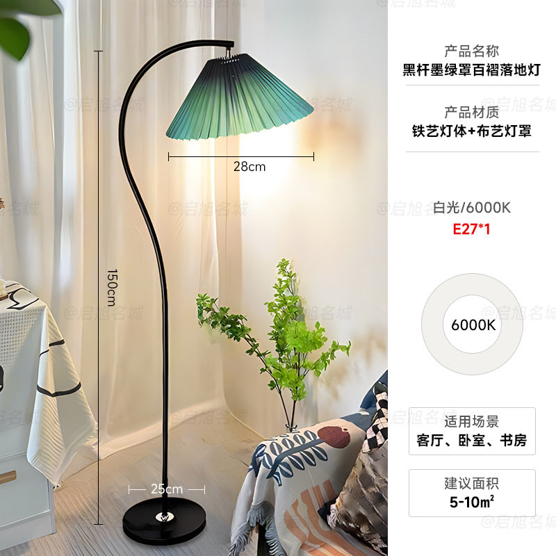 Floor lamp vintage french retro cream living room bedroom bedside vertical table lamp japanese pleated atmosphere lamp