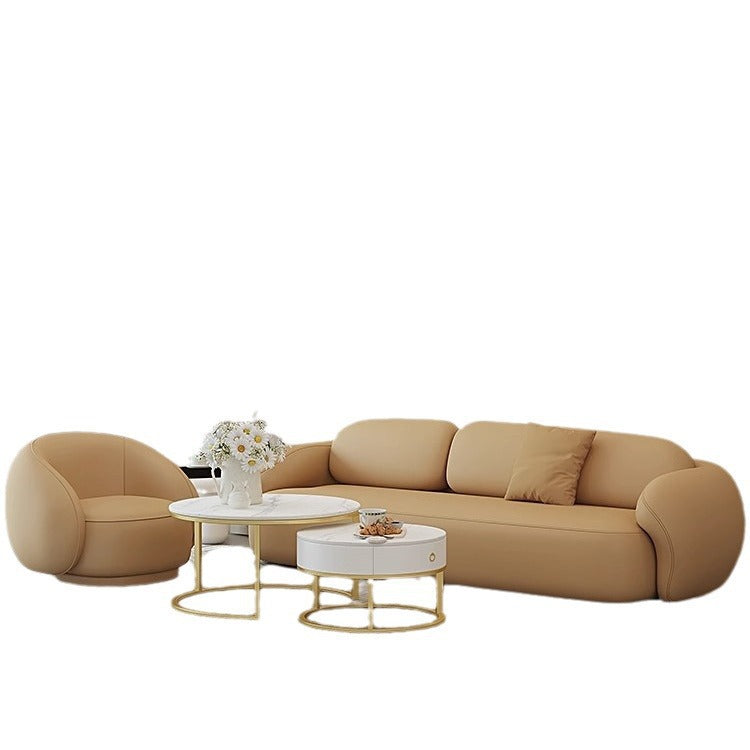 Small apartment living room double sofa, minimalist three-seater straight-row sofa for reception areas and office break rooms, including table and chairs
